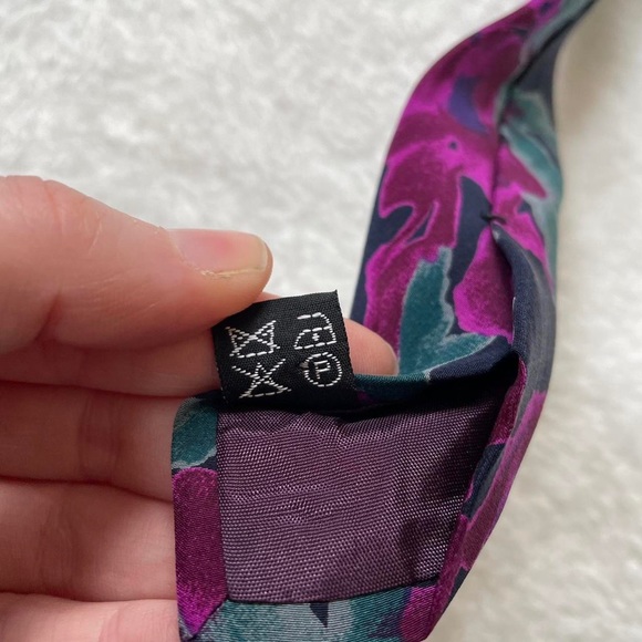 Mens Liberty Floral Tie 100% Silk Navy & Purple. - Picture 3 of 7